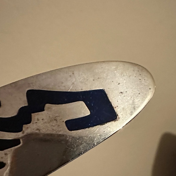 Signed Vintage Navajo Silver Blue Opal /Turquoise Inlay Hair Clip - Picture 8 of 11